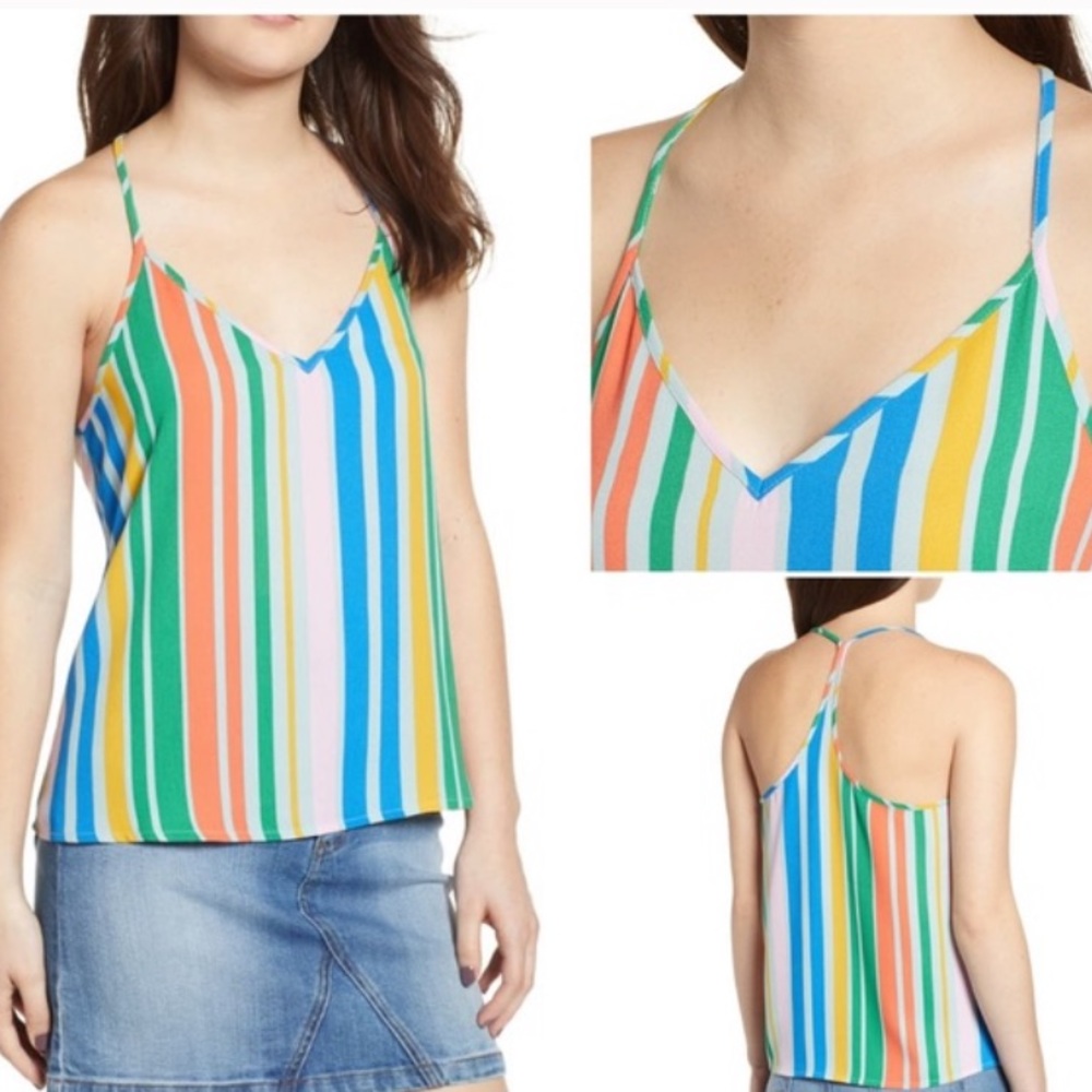 BP Rainbow Stripe Racerback Tank Top Medium